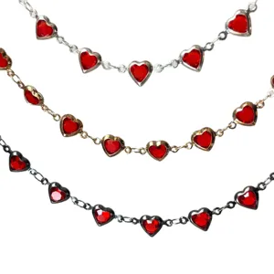 Catena in metallo con pendente a cuore rosso accessori per bigiotteria collana bracciale
