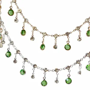 DIY catena strass vetro verde chiaro frangia nappa bordo per accessori abbigliamento 1m