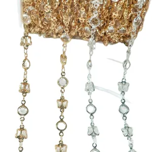 DIY butterfly glass chain jewelry accessories copper crystal beaded loose chain 6mm for crafts
