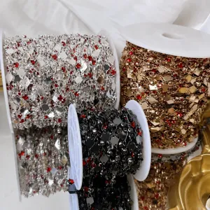 Bobina di catena in strass diamante fai da te per creazione gioielli copricapo 3 colori