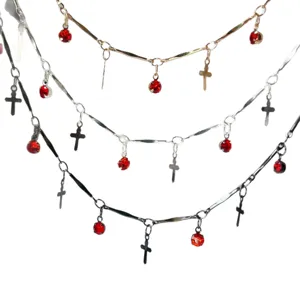 DIY Croce Catena Pendente Strass Rosso Rame Nappe Gioielli Accessori Componente Artigianato