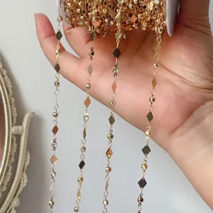 Catena Dorata DIY con Pezzi a Rombo e Strass per Creazione di Gioielli e Accessori