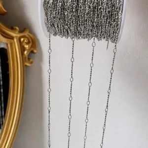 Catena metallica argentata fai da te in rotolo per bigiotteria, maglie sfaccettate.