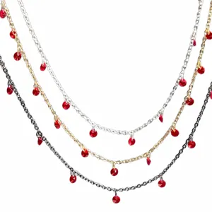 DIY red zircon chain multi-color metal jewelry making material for necklace hairpin
