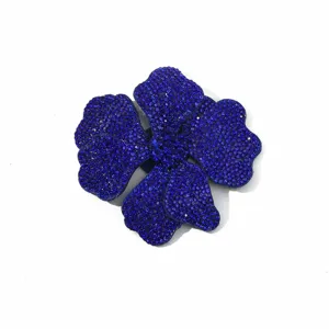 DIY rhinestone 3D flower detail, blue glass crystal accessory for shoes and bags.