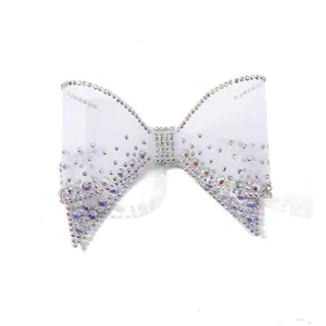White organza rhinestone bow detail, sparkly crystal shoe flower and diy hair accessory.