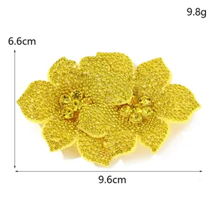 Yellow crystal rhinestone flower shoe clip DIY patch apparel accessory 9.6x6.6cm 9.8g
