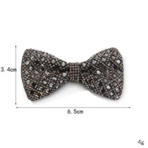 Fermaglio per capelli o spilla a fiocco in strass scintillanti, design elegante, 6.5cm.