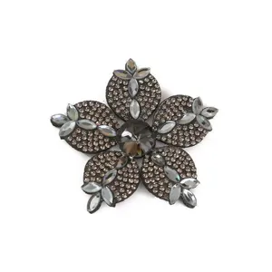 Crystal rhinestone flower patch applique detail shot for DIY crafts shoes hair accessories