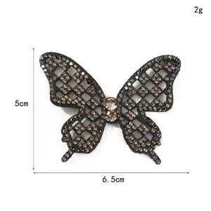 Black mesh rhinestone butterfly patch DIY hair accessory clothing decoration 6.5x5cm