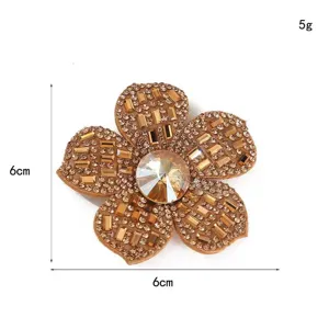Rhinestone flower patch DIY hair accessory sparkling crystal decorative applique 6cm