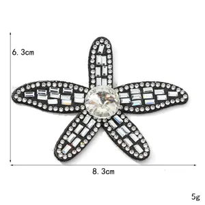 Squisita applicazione stella marina in strass, patch di cristallo scintillante per vestiti