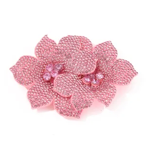 Pink rhinestone flower shoe clip DIY apparel accessory sparkling crystal wedding shoe decor