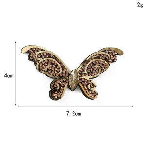 Detailed view of the 3D rhinestone butterfly hair clip accessory, showing size and weight specs.