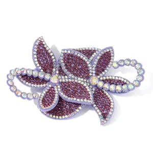 Lila Strass Blumen Aufnäher Kristall Perlen Applikation für DIY Kleidung Taschen Schuhe.