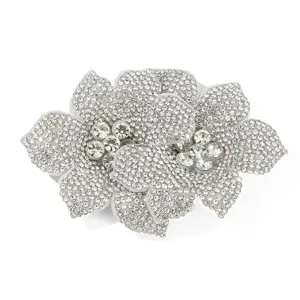 Silver rhinestone flower shoe clip DIY accessory sparkling crystal wedding shoe decoration detail