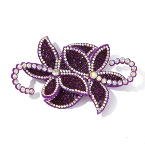 Lila Strass Blumen Aufnäher DIY Zubehör glitzernde Kristall Kleidung Dekoration Abzeichen