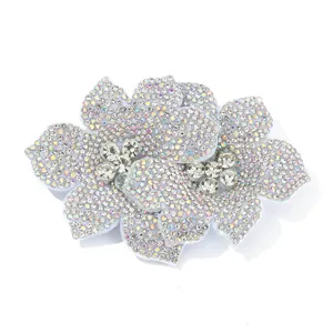 Rhinestone flower DIY shoe clip accessory, sparkling crystal applique for wedding shoes and belts.