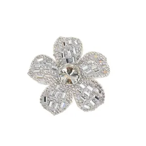 Shiny rhinestone flower patch DIY accessory for handmade hair clips, shoes, and clothing decor.