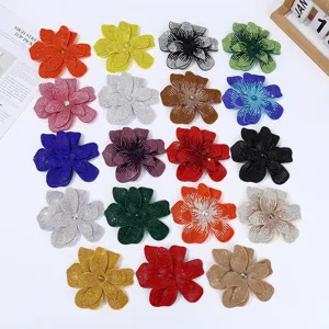 Large Double Layer Full Rhinestone Flower Patches Sparkly Crystal Floral Applique For Clothes Shoes Bags