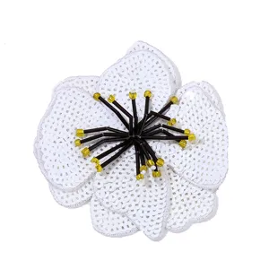 Retro embroidery sequin flower patch for DIY apparel, shoes, and dress decoration craft