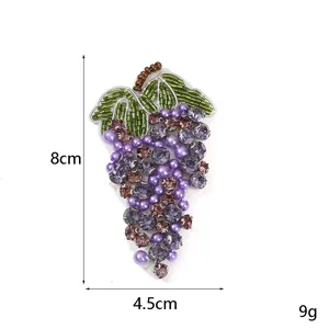 Handgemachte Trauben Perlen Strass Aufnäher Kristall Applikation für Kleidung Taschen 8cm