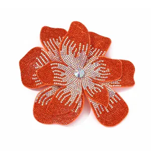 Large double layer rhinestone flower apparel shoe bag decorative accessory crystal