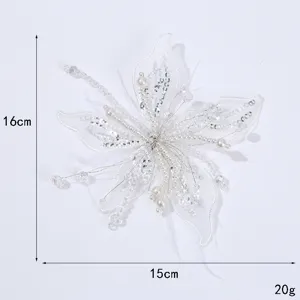 Accesorio de flor de cristal de perla de pluma de organza para vestido DIY horquilla corsé.