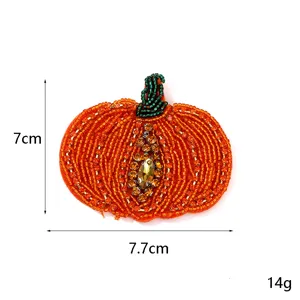 3D Perlen Kürbis Aufnäher bestickte Kristall Applikation Handgemachte Tasche Deko