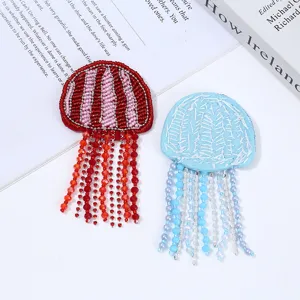 Handgemachte perlenbesetzte Quallen Patches Kristall Strass Kleidung Zubehör DIY.