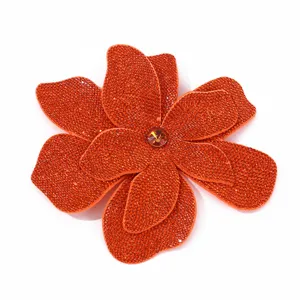 Large 3D Double Layer Rhinestone Flower Accessory Orange Crystal Clothing Shoe Decor