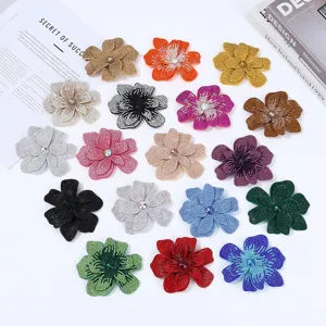 Rhinestone Flower Patch DIY Garment Accessories Crystal Applique Fashion Brooch Patch For Clothes