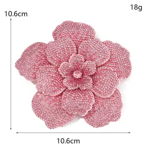 Double layer 3D rhinestone camellia flower accessory for DIY hat clothing decor 10.6cm