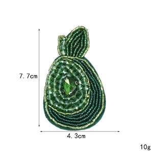 Handgemachte Perlen Kristall Frucht Aufnäher Avocado bestickte Abzeichen DIY Kleidung
