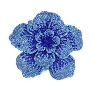 Double layer rhinestone camellia flower DIY accessory brilliant crystal brooch craft supply.