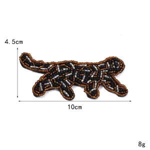 Handmade beaded leopard animal patch DIY clothing accessory embroidered sequin sticker 10cm