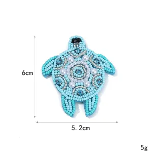 Handmade beaded sea turtle patch, exquisite embroidery decoration for clothing and bags.