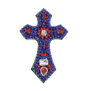 Glitzernder Strass Kreuz Aufnäher DIY Applikation für Kleidung Taschen Hüte Nähzubehör