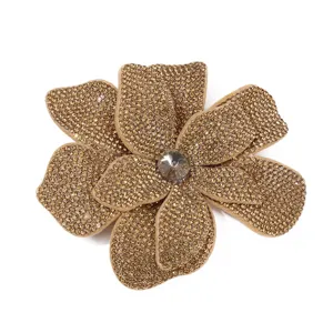 Sparkling rhinestone flower patch brooch, luxury crystal accessory for clothing DIY.