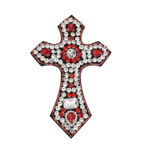 Strass Kreuz Aufnäher DIY Kristall Perlen Applikation für Kleidung Taschen Hüte Dekoration.