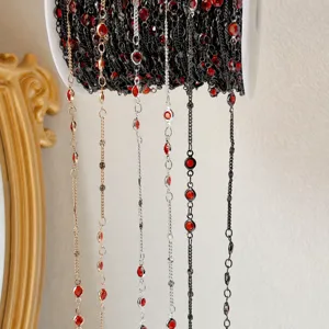 DIY jewelry chain red crystal copper handmade tassel hairpin crafting accessories supply 1pc