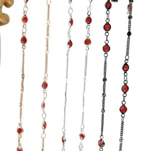 DIY red stone metal chains for hair sticks jewelry making craft accessories wholesale