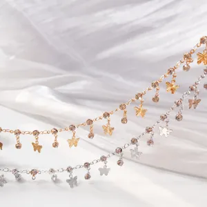 Exquisite rhinestone butterfly chains for DIY jewelry, elegant gold and silver necklaces.