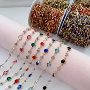 Kupfer Glas Strass Kette DIY Schmuckherstellung Kette Bekleidungszubehör Nähen Borte Handwerk Dekorative Versorgung