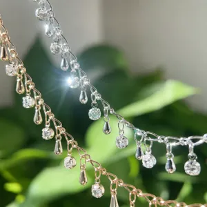 Copper zirconia drop chain DIY jewelry material silver and rose gold handmade component