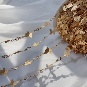 Catena a Farfalla in Strass di Rame Galvanico Accessori per Gioielli Fai da Te Stile Vintage Materiale per Artigianato