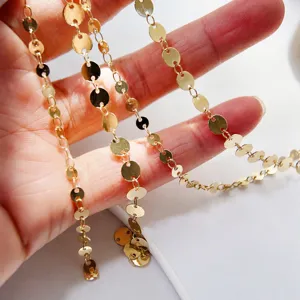 4-6mm Oro Disco Rotondo Catena Ottone DIY Creazione Gioielli Catena Corpo Accessori