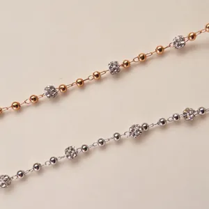Copper Bead Chain With Rhinestone Hollow Ball DIY Jewelry Making Accessories High Color Retention Craft Chain