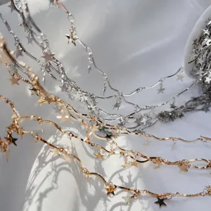 DIY handmade copper star chain necklace, creative hanging jewelry accessory for stylish wear.