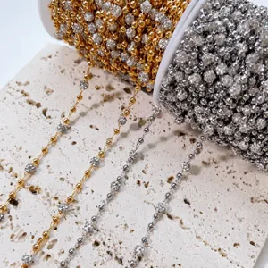 Rhinestone copper ball chain DIY jewelry accessories, high color retention craft supply.